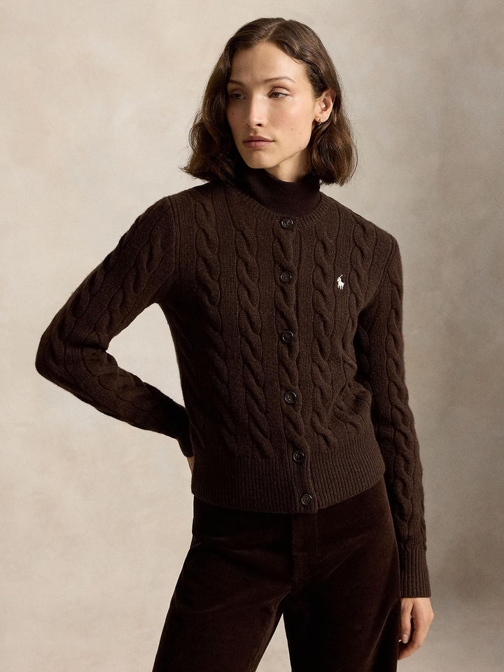 Cable Knit Wool-Cashmere Cardigan