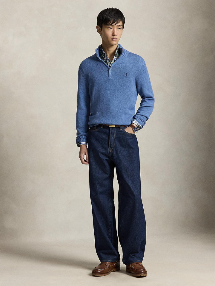 Cotton quarter zip mockneck