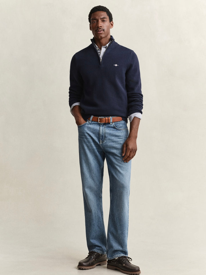 Cotton Knit Half-Zip Sweater
