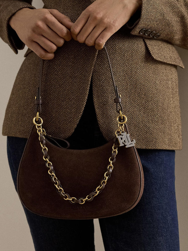 SUEDE MARCY ZIP SHOULDER BAG