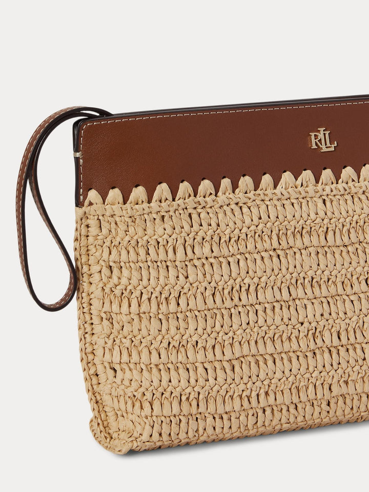 Crocheted straw pouch