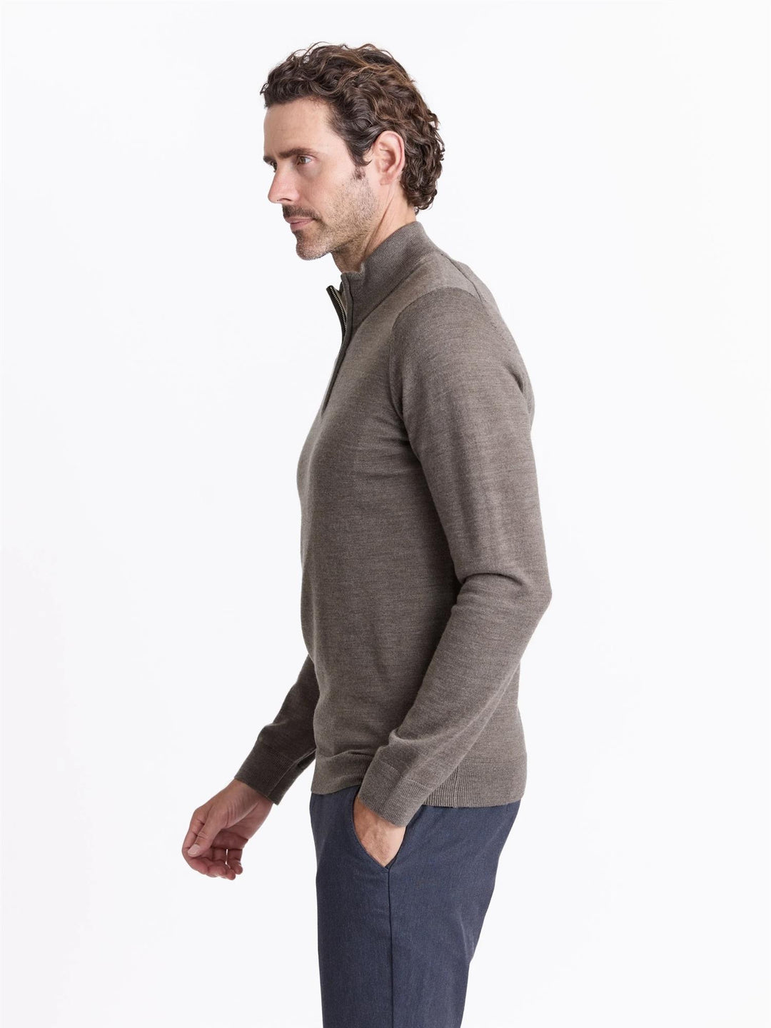 Berto merino zip genser