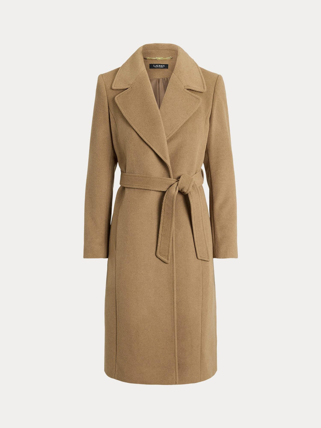 Belted wool blend wrap coat