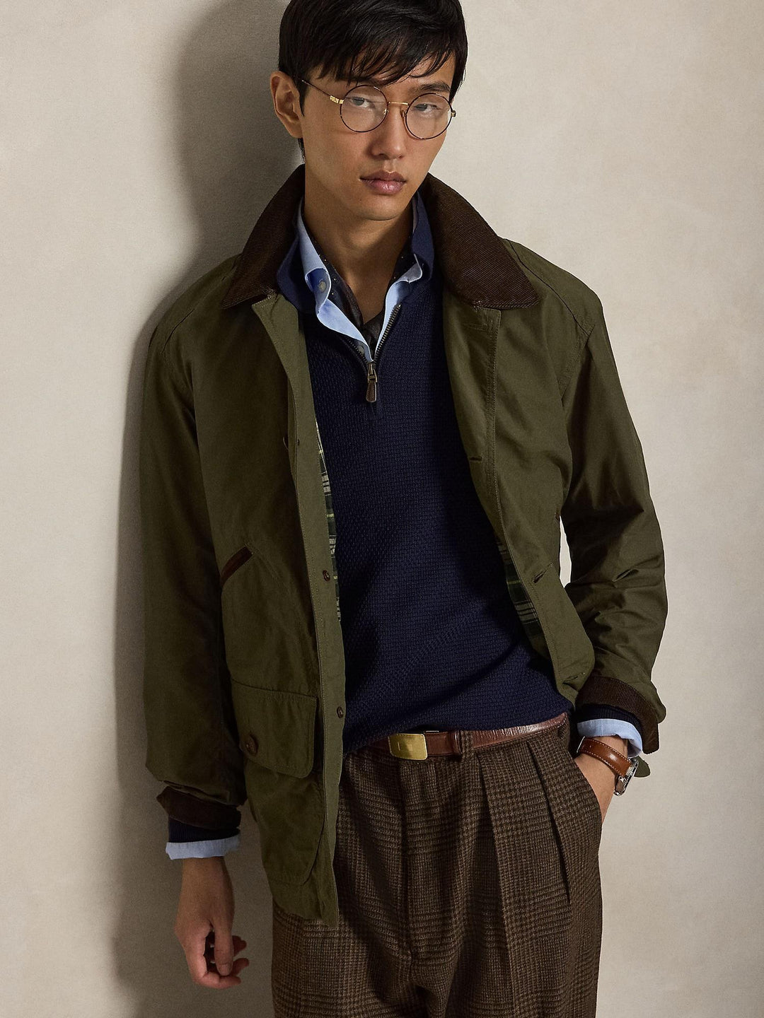 Washable Wool Polo-Collar Sweater