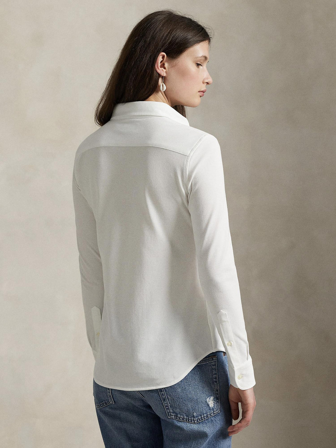 Slim fit knit cotton oxford shirt