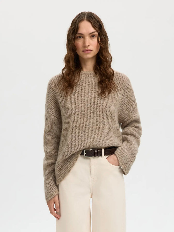 Slflulu Loose Ls Knit O-Neck