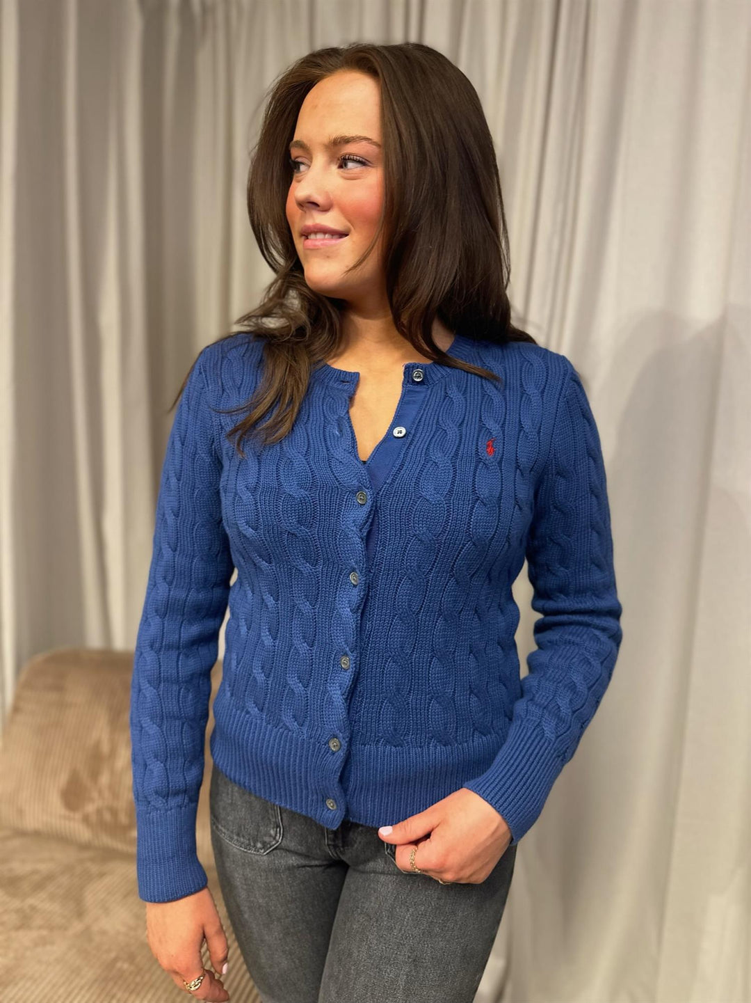 CABLE KNIT COTTON CARDIGAN