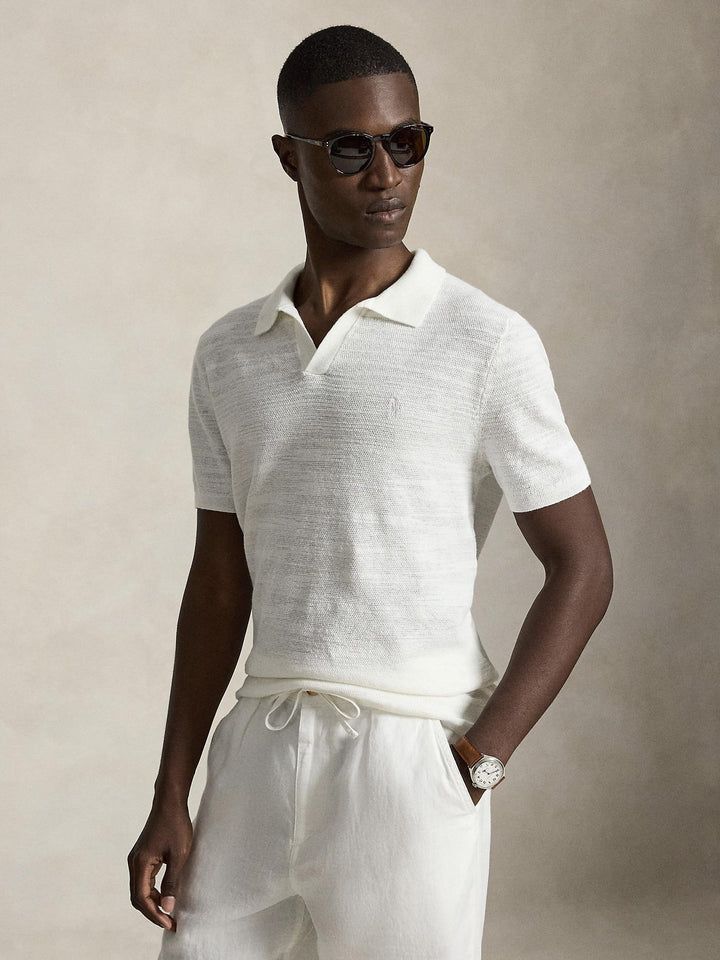 Cotton linen polo sweater