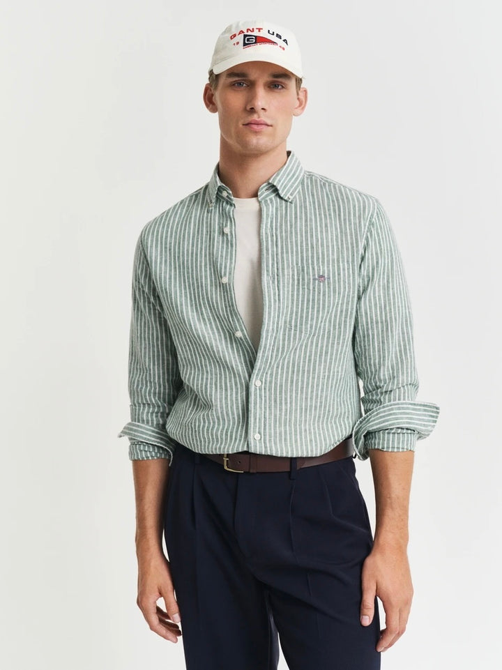 Reg Cotton Linen Stripe Shirt