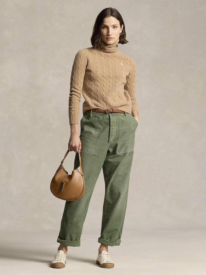 Wool Cashmere Cable Turtleneck