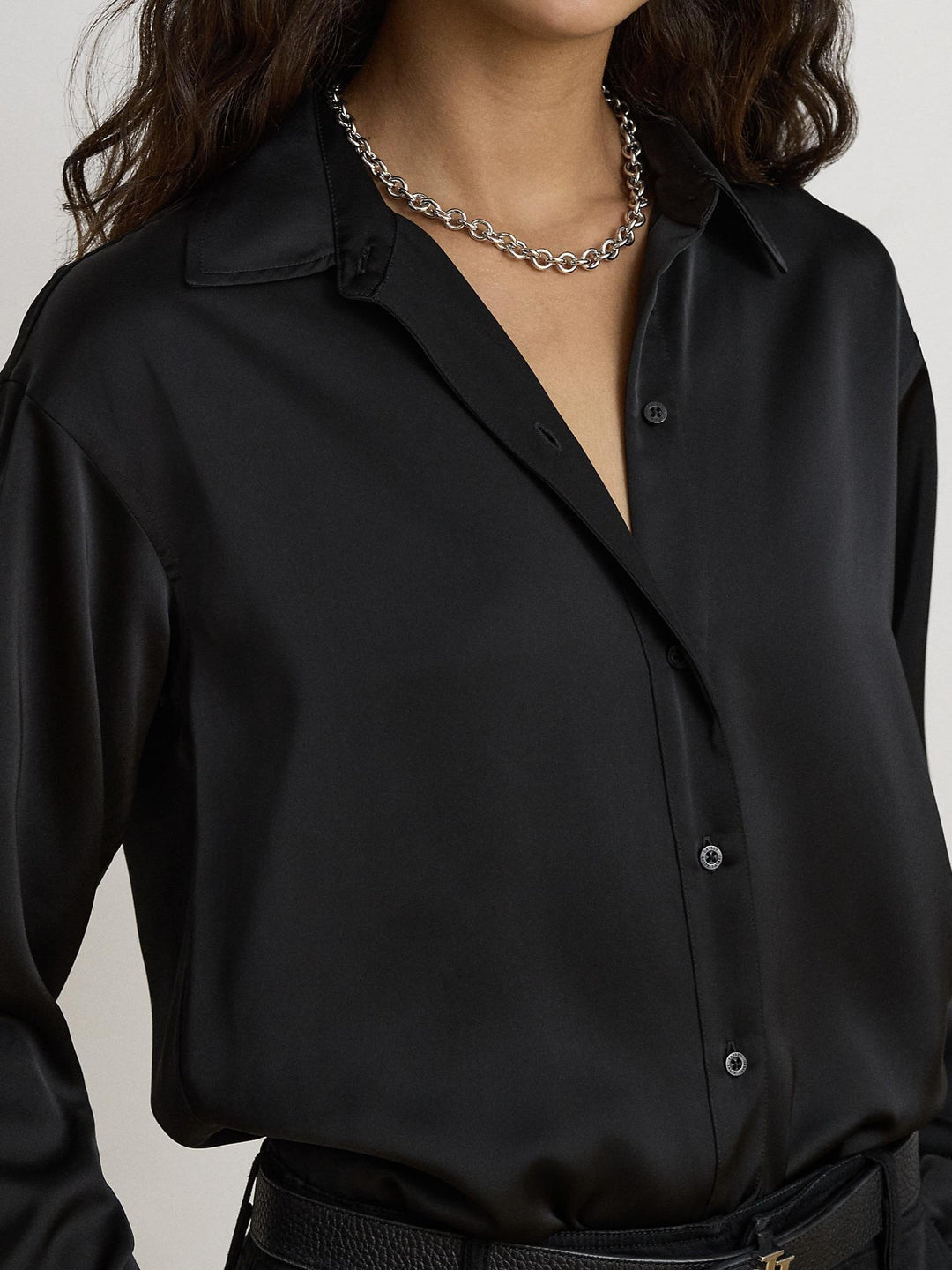 Relaxed Fit Satin Charmeuse Shirt