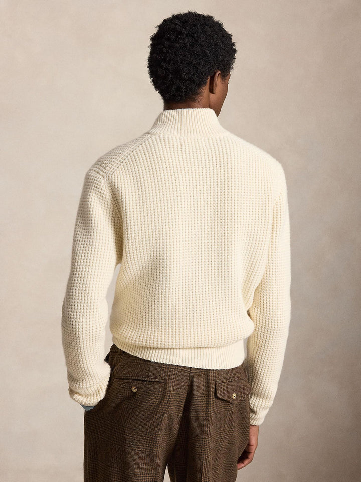 Waffle Knit Wool-Cotton Sweater