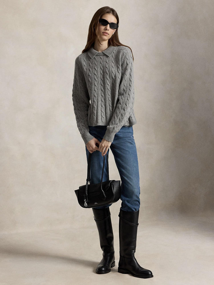 Cable Wool Cashmere Peplum Sweater