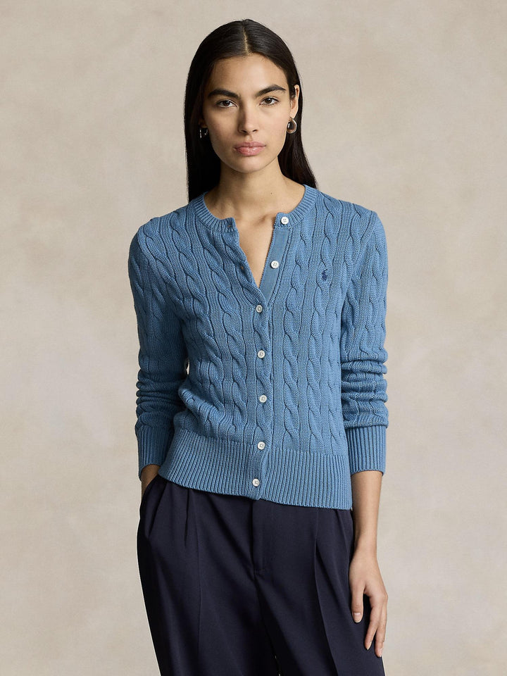 CABLE KNIT COTTON CARDIGAN