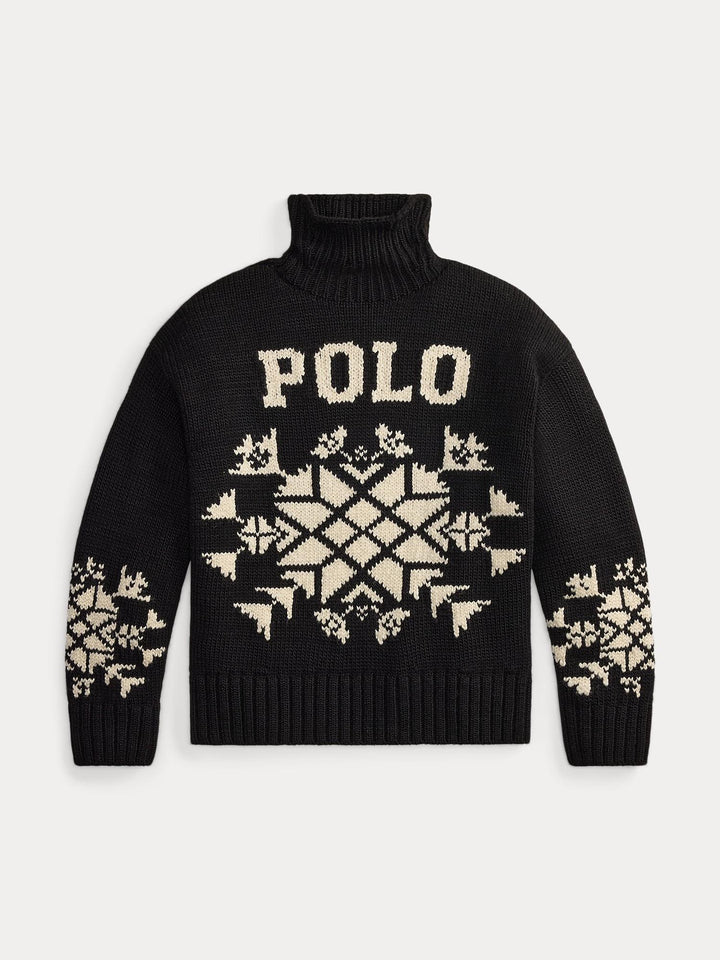 Snowflake Wool Turtleneck Sweater