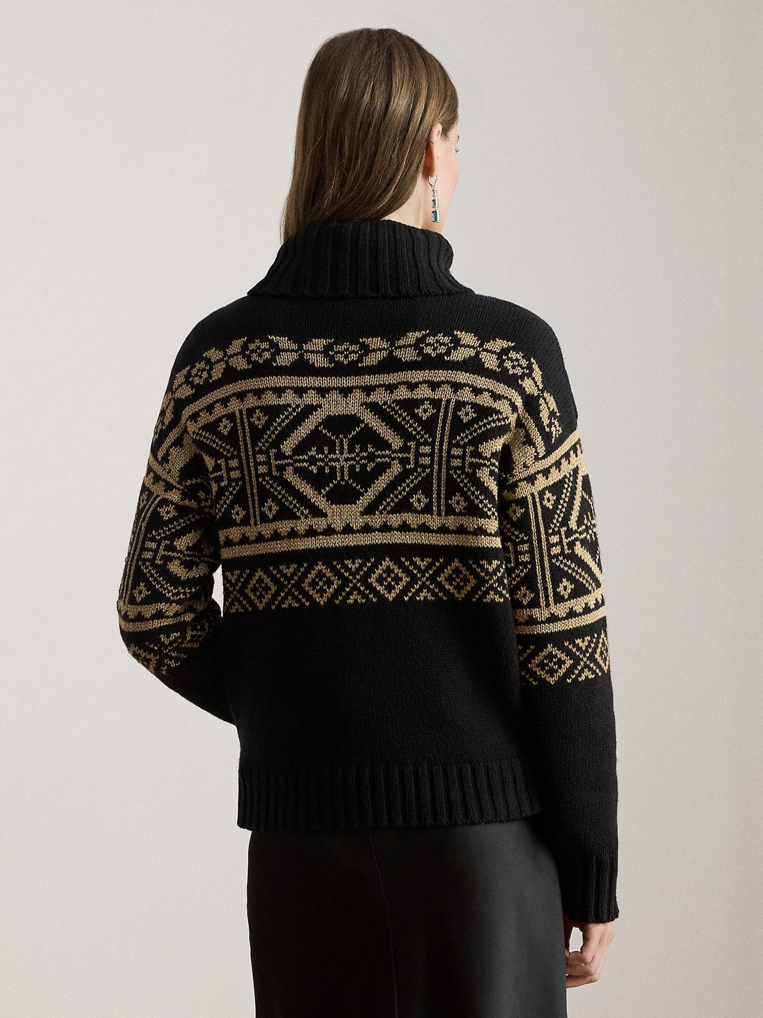 Fair Isle Wool Blend Turtleneck Sweater
