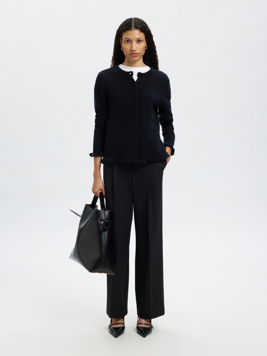 Slflulu Frill Ls Knit Cardigan