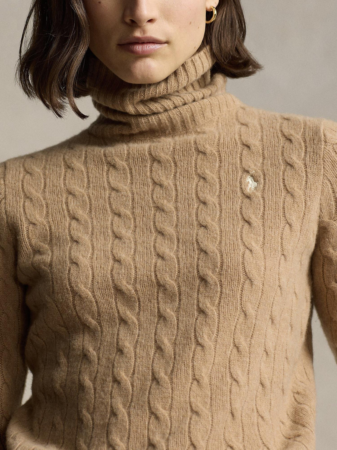 Wool Cashmere Cable Turtleneck