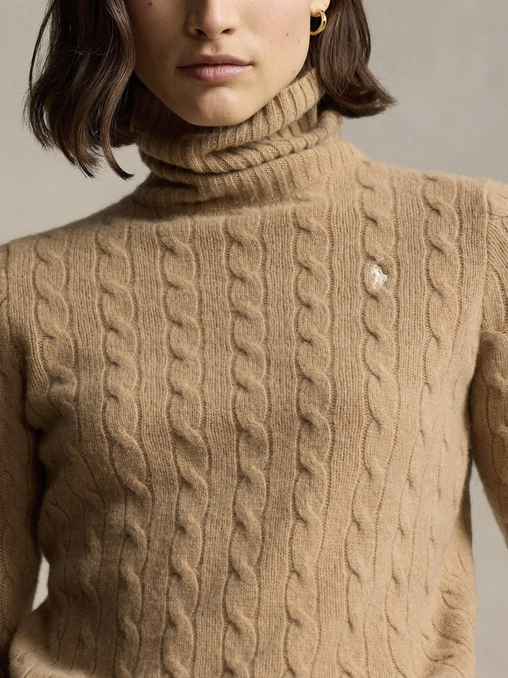 Wool Cashmere Cable Turtleneck