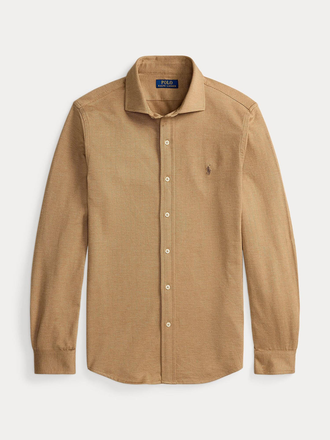 Herringbone jersey spread-collar shirt