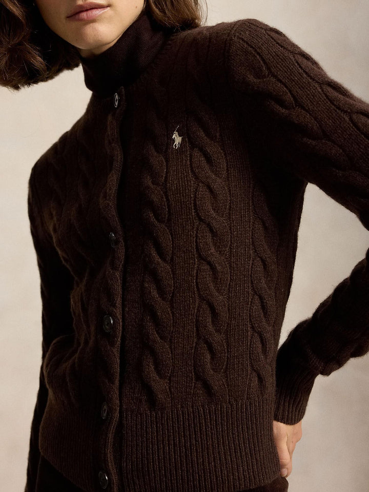 Cable Knit Wool-Cashmere Cardigan