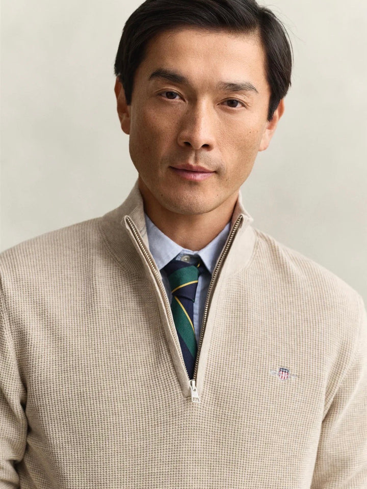 Micro Textured Cotton Half Zip