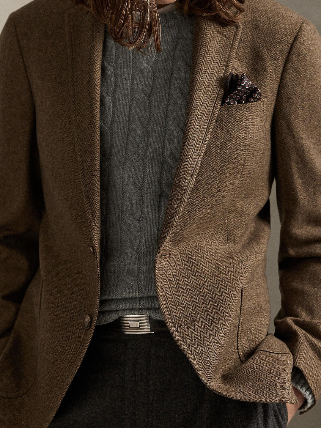Modern fit herringbone coat