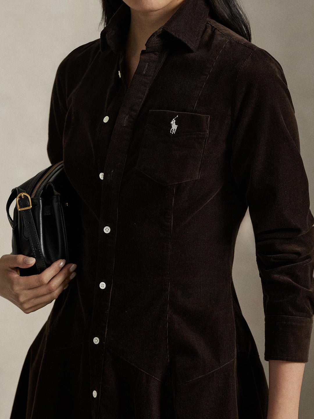Corduroy A-line ShirtDress