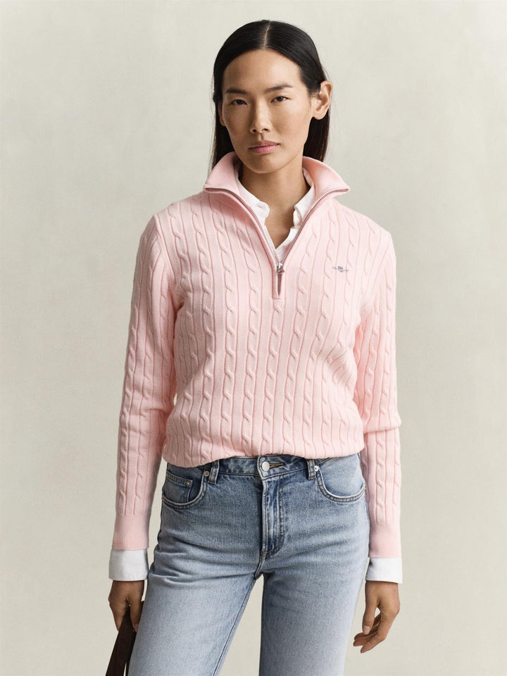 Stretch Cotton Cable Half-Zip