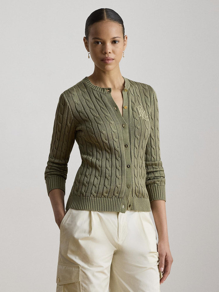Cable knit cotton cardigan