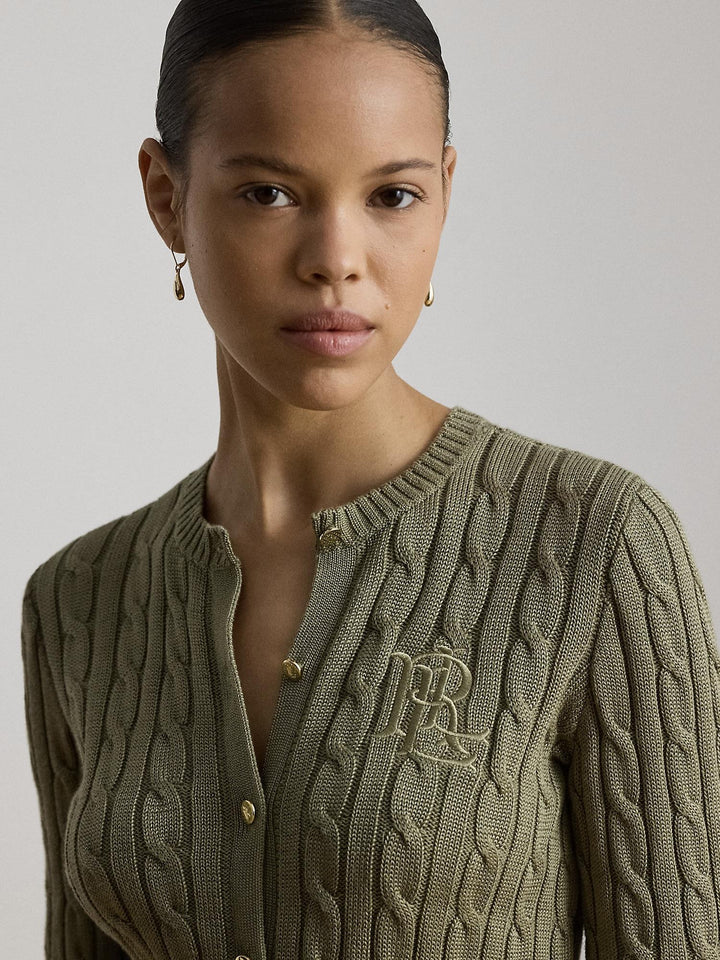 Cable knit cotton cardigan