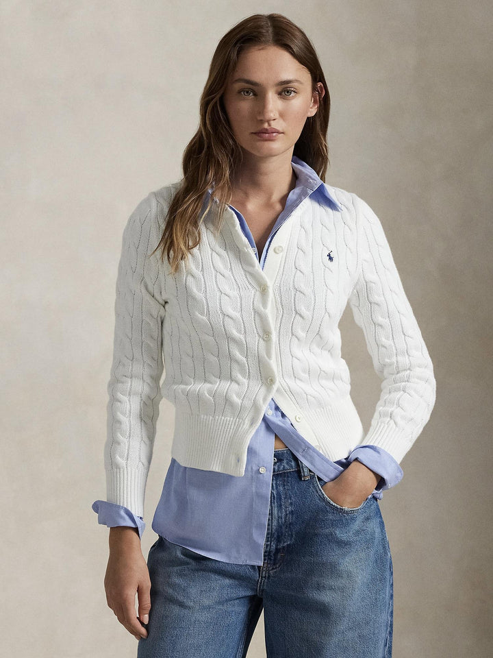 Cable knit cotton cardigan