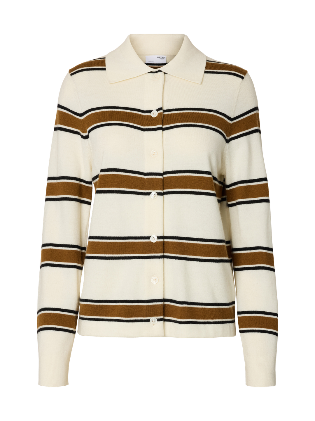 Slfthea Ls Knit Button Collar Neck