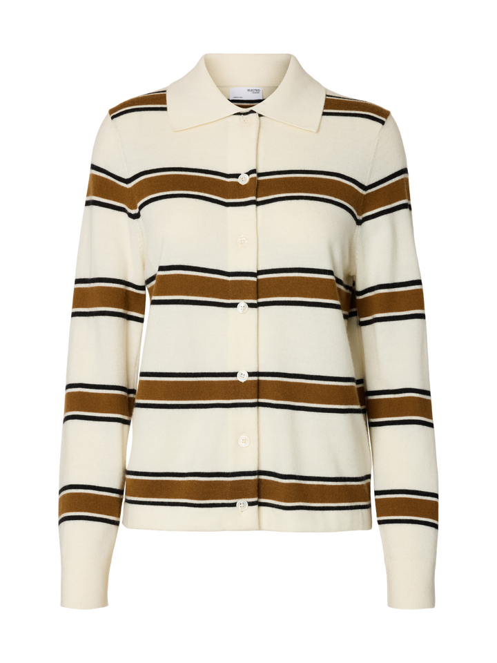 Slfthea Ls Knit Button Collar Neck