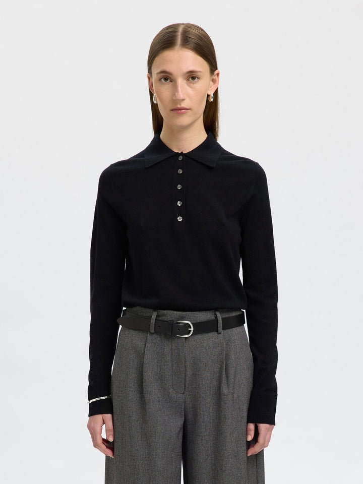 SLFThea LS knit merino collar neck