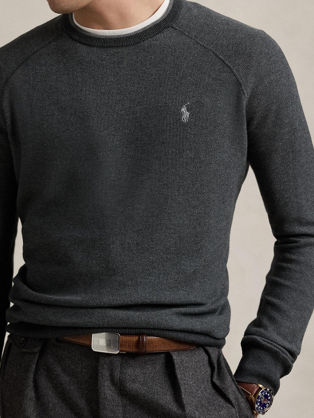 Textured Cotton Crewneck