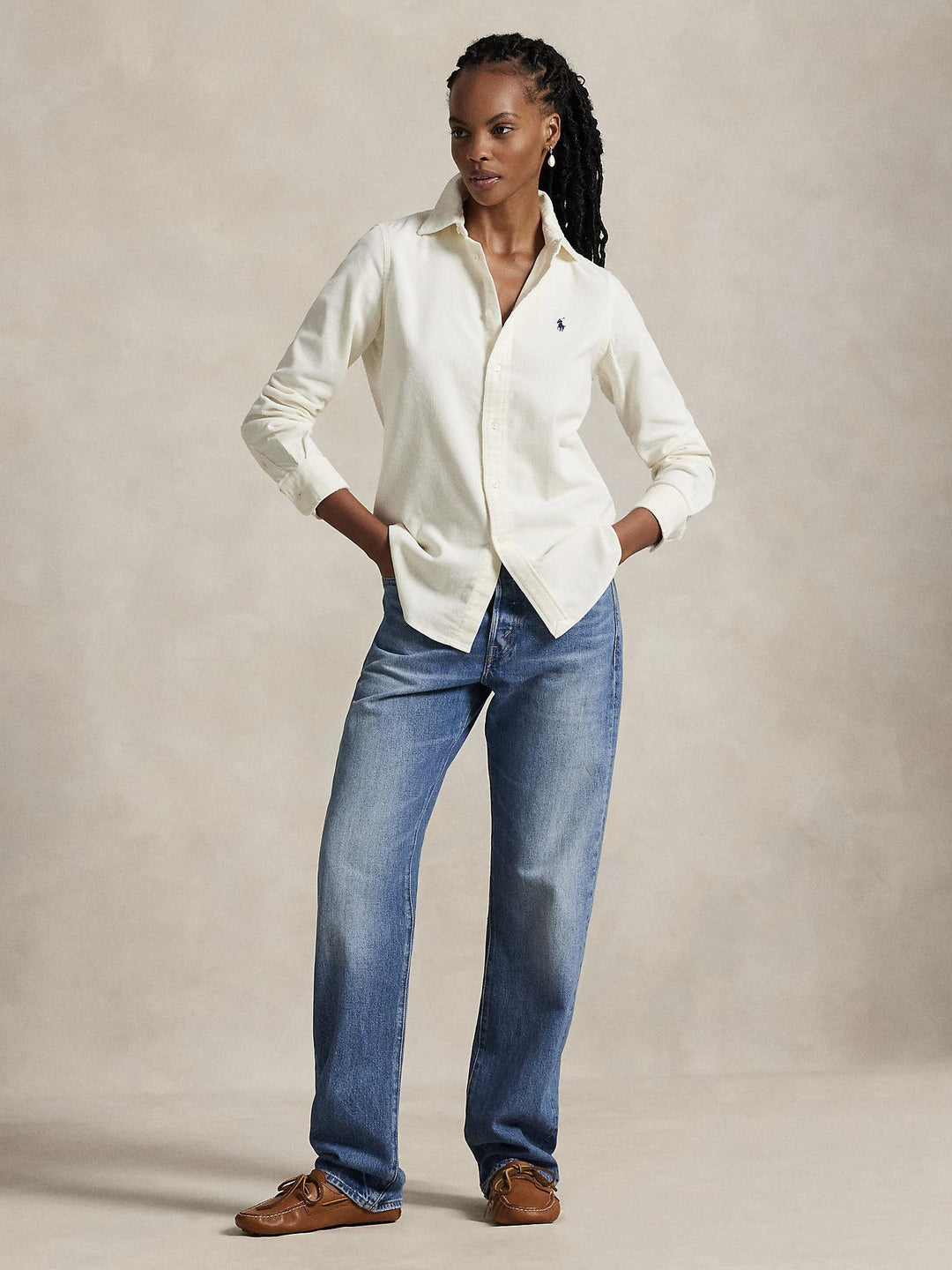 Stretch Slim Fit Cotton Corduroy Shirt