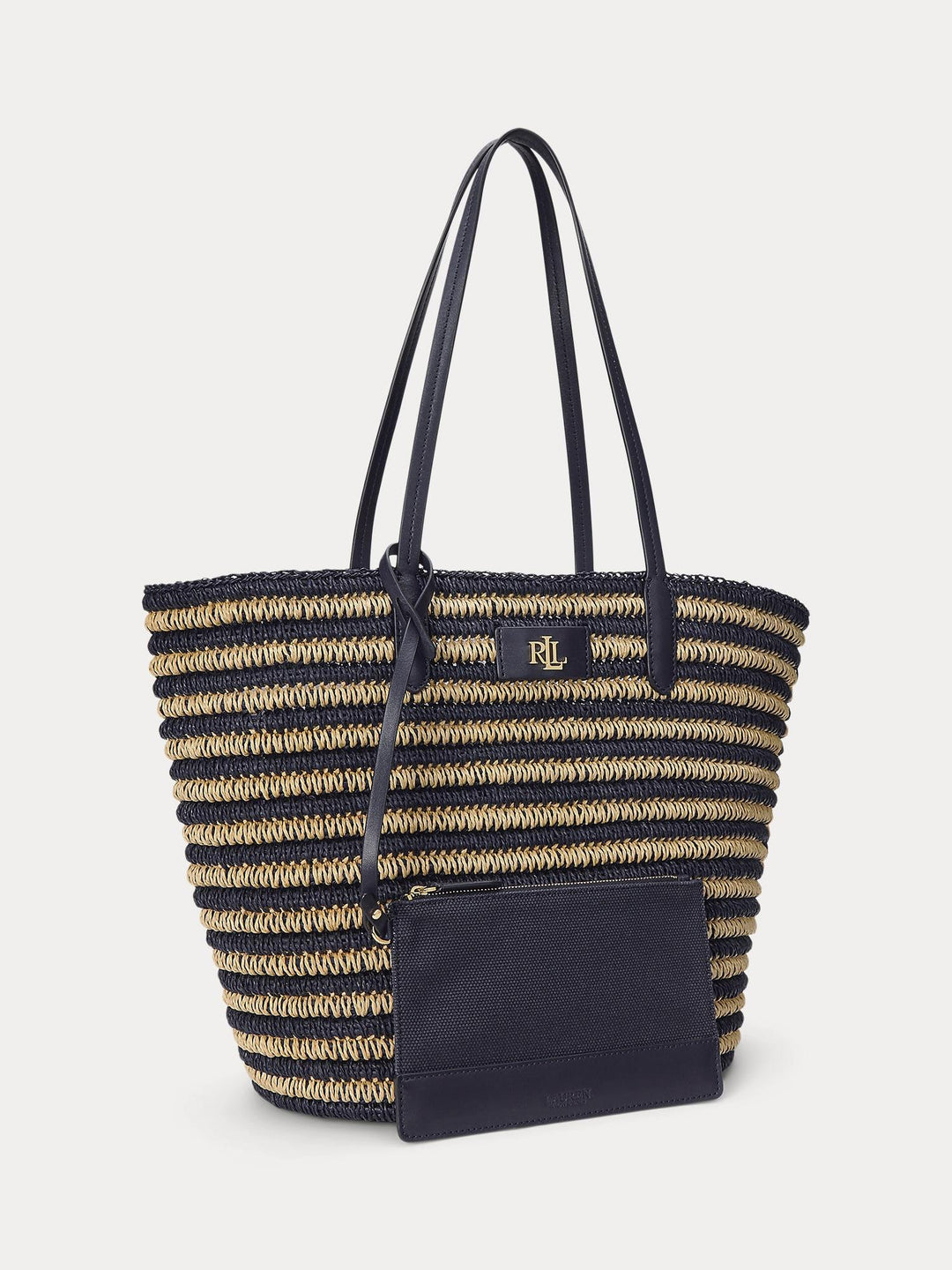 Striped straw tote bag