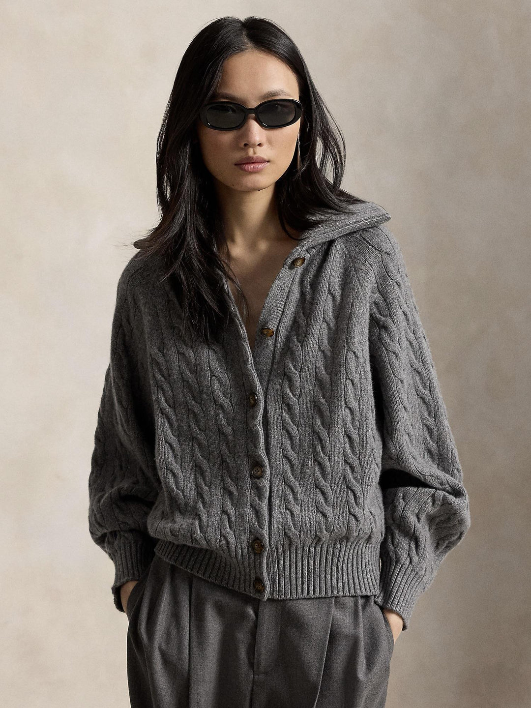 Cable Knit Wool Cashmere Jacket