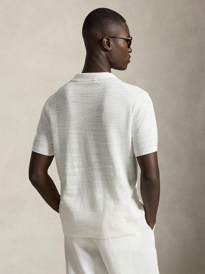 Cotton linen polo sweater