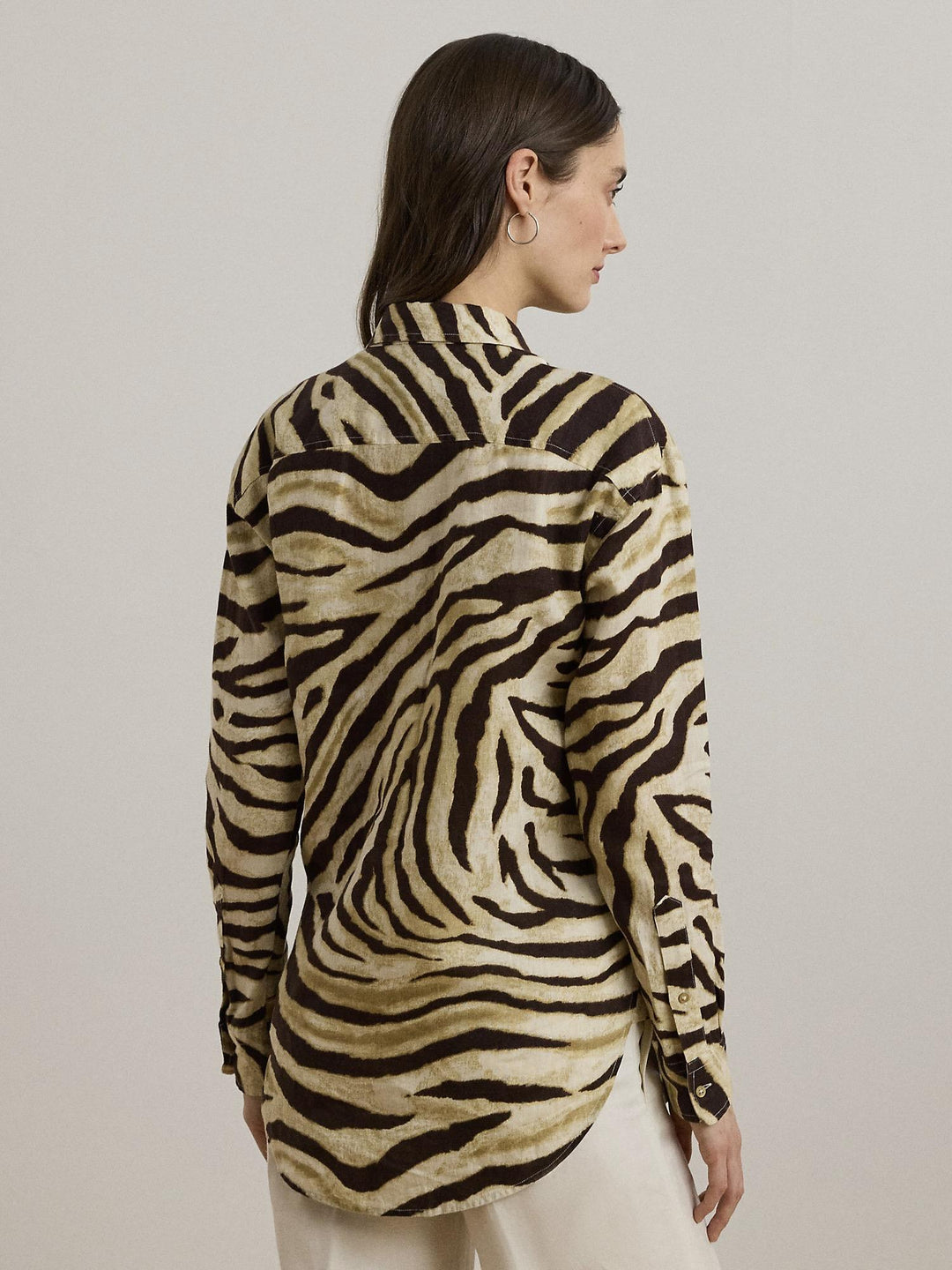 Relaxed Fit Zebra Print Linen Shirt