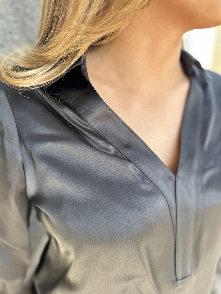 Satin V-neck blouse