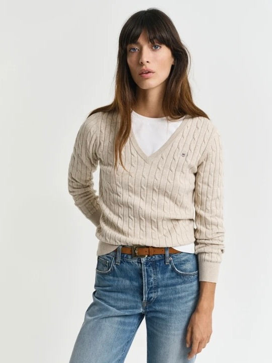 Cotton Cable v-neck