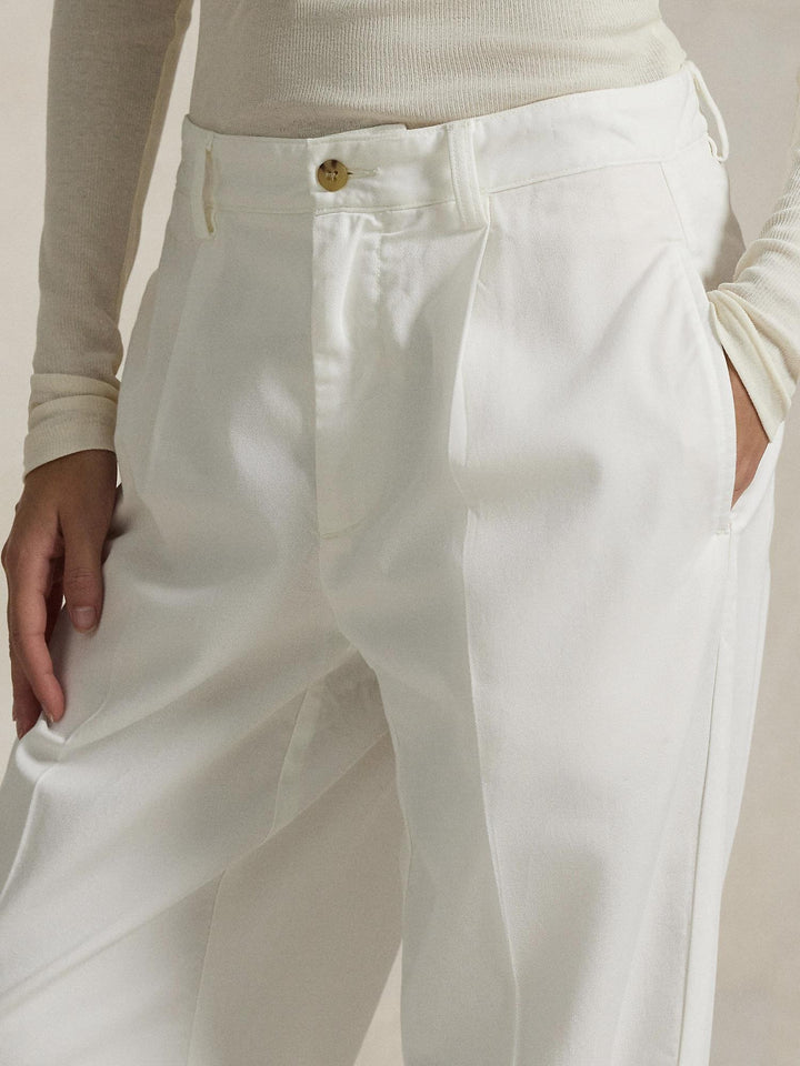 Pleated cotton relaxed pant