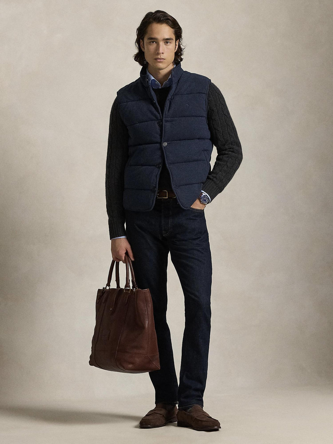 Houndstooth rib vest