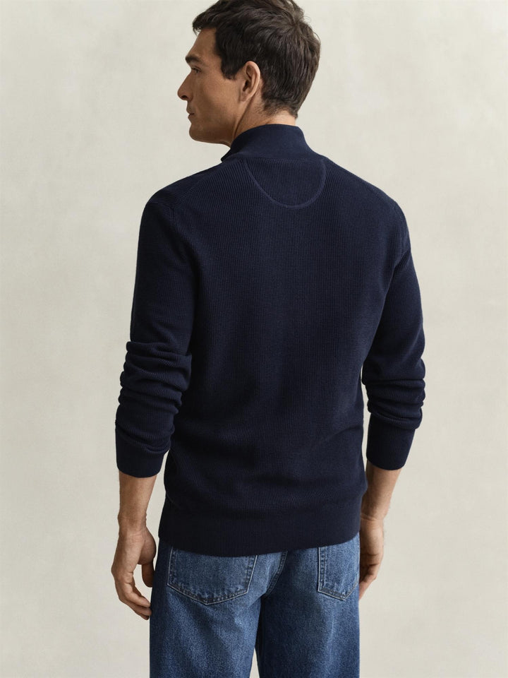 Micro Textured Cotton Zip Cardigan
