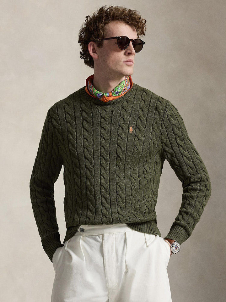 Cable knit cotton sweater