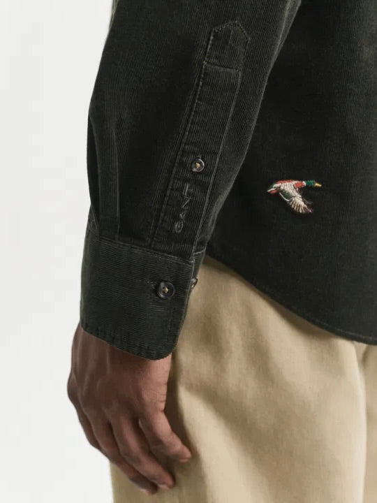 Embroidered cord shirt