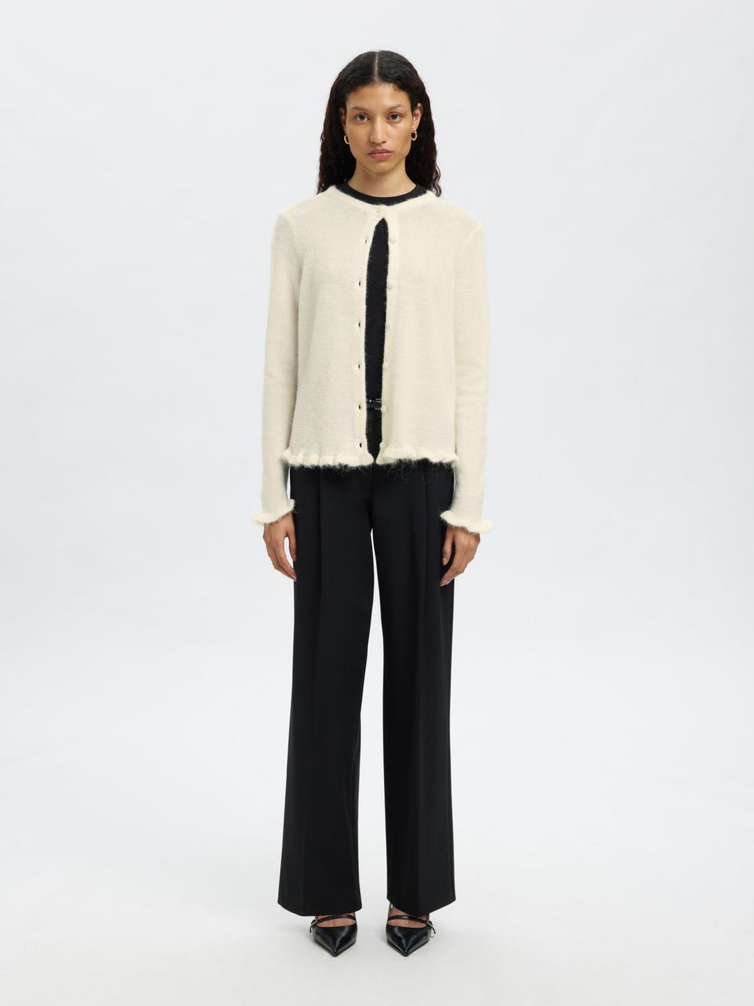 Slflulu Frill Ls Knit Cardigan