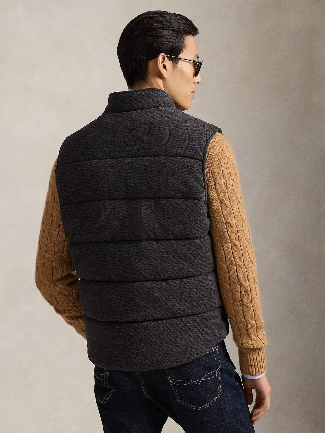 Herringbone print estate rib vest